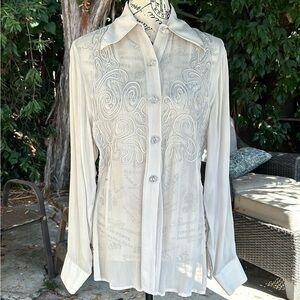NWOT Vintage never worn Soutache blouse in light grey size 1 (small)